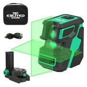 2D Cross-Line Laser Level Self-Leveling 2x360 8-Line Green Beam Up to 50ft, Magnetic Stand - AA and Rechargeable Batteries, Type-C USB Charging By Excited Work
